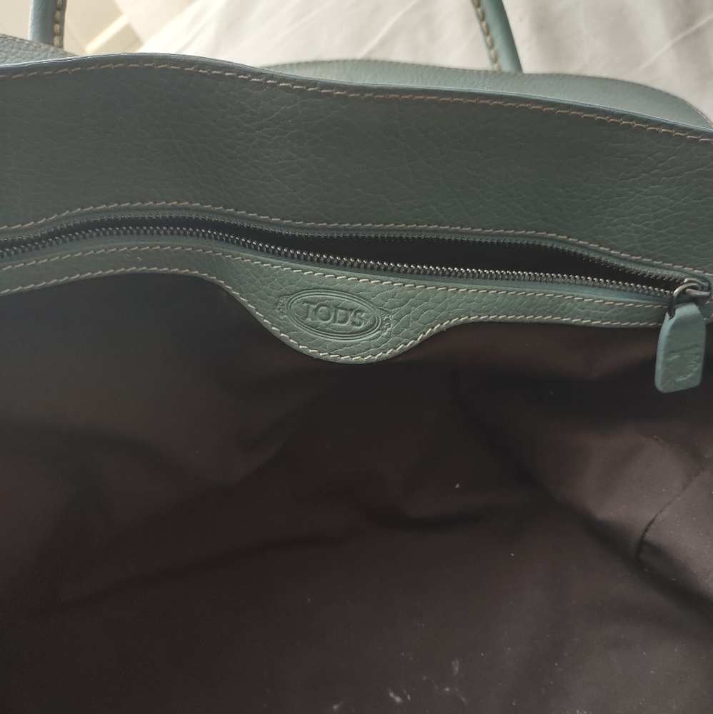 Tod's Handbag Purse Pebbled Leather Mint Green - Picture 6 of 8